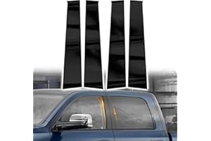 AMSPRAC Car Door Pillar Posts Trim, Outer Pillar Post Panel Covers fit for Dodge Ram 1500 2500 3500 2009-2018, Anti Scratch Glossy Black 4PCS