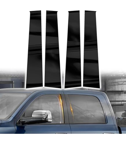 Stickers Pour Montants De Porte Dodge Ram 2009-2018 - Noir Brillant, En PC - 4 Pièces, Installation Facile