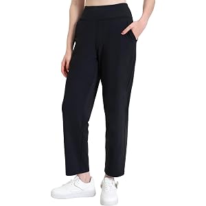 Pemonsr Womens Travel Pants Stretchy Casual Golf Pants Ankle Dress Slacks | 7/8, Pull On, Work Business Office Athletic Pants