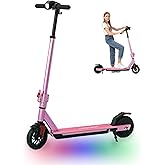 Electric Scooter for Kids Ages 6-12, 150W Motor, 4/7/11 Mph, 60 mins Ride Time, Adjustable Speed, LED Display, Colorful Lights, Electronic Brake, Foldable Kids Electric Scooter