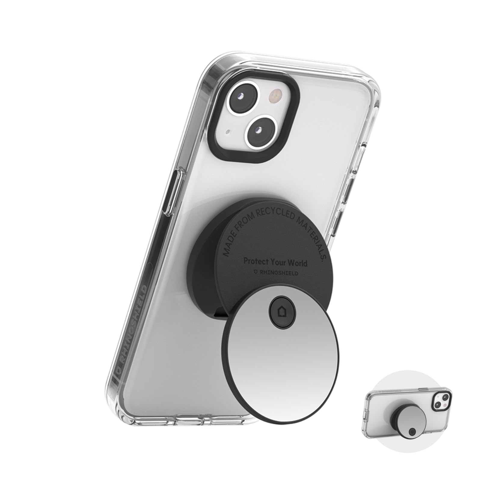 RHINOSHIELD GRIP O Compatible with MagSafe | Phone Grip with Expanding Kickstand for MagSafe Phone Case, Supports Portrait and Landscape Mode, Phone Holder, Smartphone Accessory - Mirror