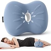Ruizman Knee Pillow for Side Sleepers - Cooling Pillows Between Legs for Side Sleeping - Large Memory Foam Knee Pillows for Hip Pain & Spine Alignment (Misty Blue)
