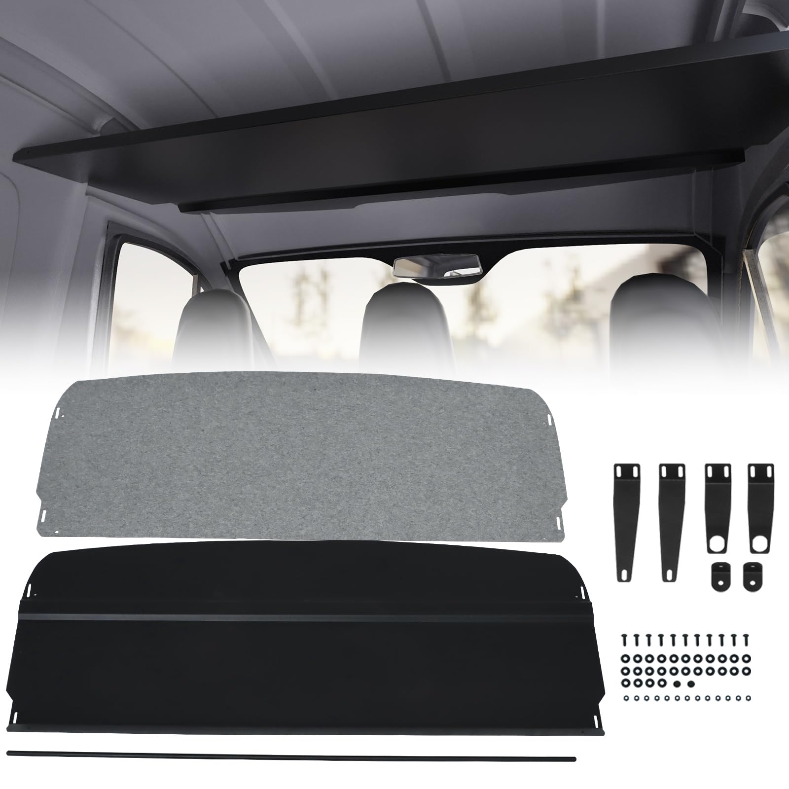 Photo 1 of MELIPRON Aluminum Van Headliner Shelf Fit for 2019-2024 Mercedes Sprinter with Curtain Rod, Carpet