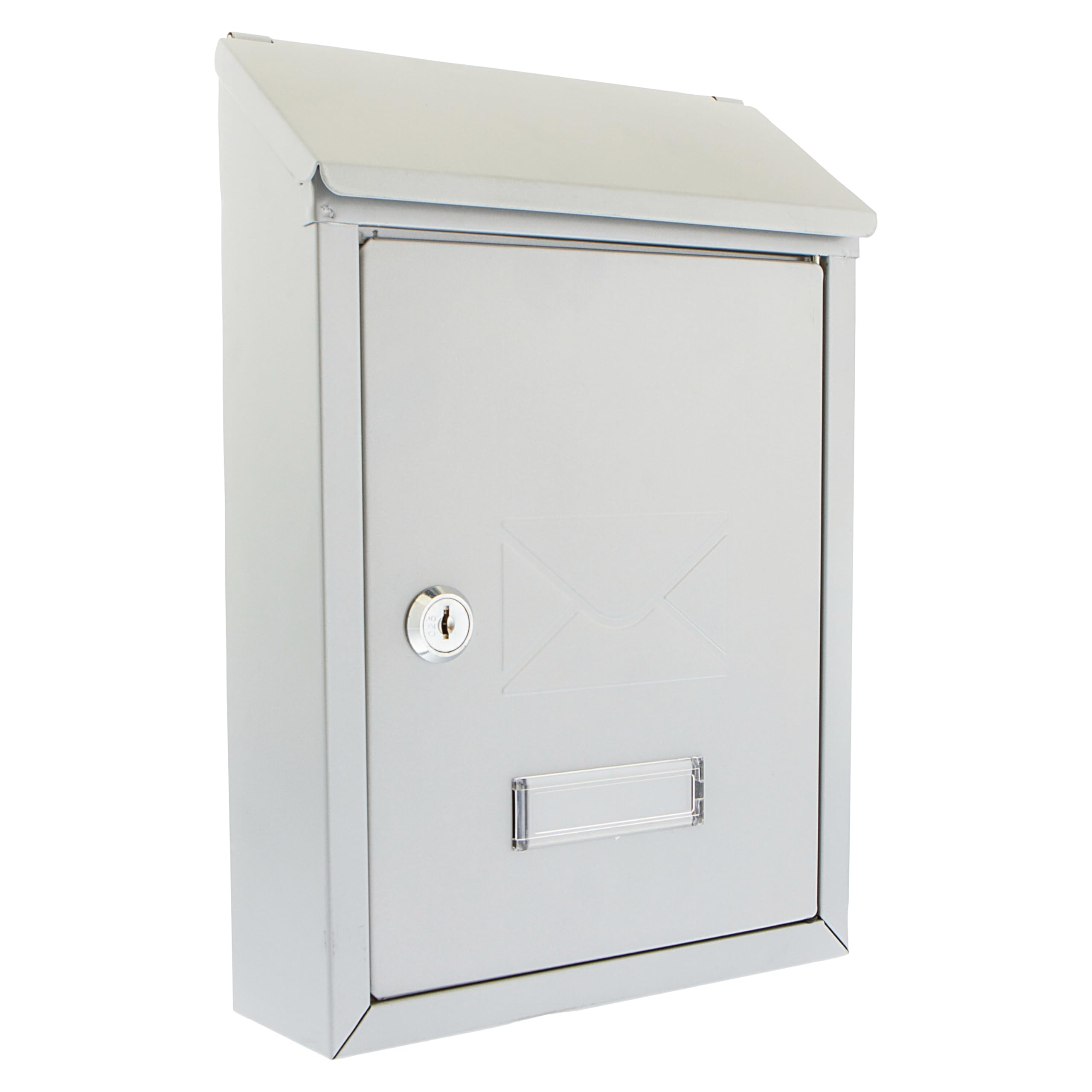 Burg-Wachter MB09S Avon Rear Entry Wall Mounted Galvanised Steel Lockable Weatherproof Post Box - Silver - 21x30x7cm