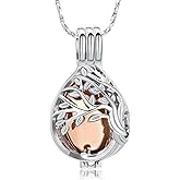 Imrsanl Teardrop Tree of Life Urn Necklace for Ashes for Women Men Cremation Jewelry Memorial Locket Pendant Necklace Hollow Keepsake Urn for Human Ashes
