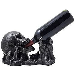 Evil Skull Rising from Flames Wine Bottle Holder