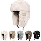 Piecees Fur Trapper Hat for Women Men Winter Hats with Ear Flaps Fuzzy Russian Ushanka Fluffy Snow Hat for Cold Weather Warm