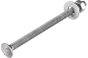 5/16" x 4-1/2" (50 Pack) Galvanized Carriage Bolt Kit Grade 307A Includes 5/16" USS Flat Washers (50 pcs) and 5/16"-18 Hex Nuts (50 pcs), Hot Dip Galvanized for Exterior Use by Makers Bolt