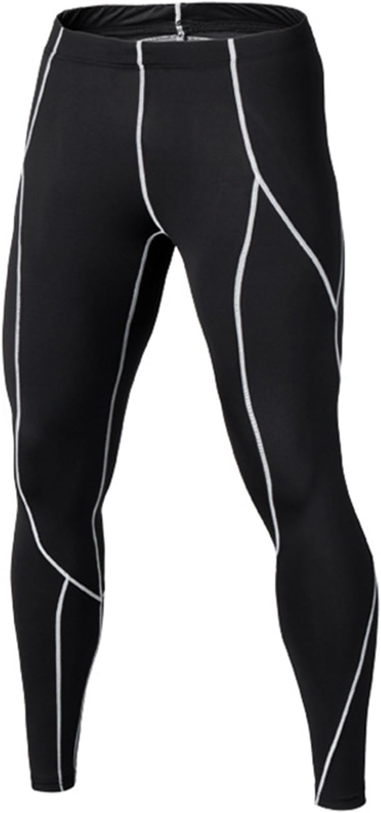 Compression Pants - Men's Tights Base Layer Leggings, Best Running/ Workout, Black-white, UK M_Tag L
