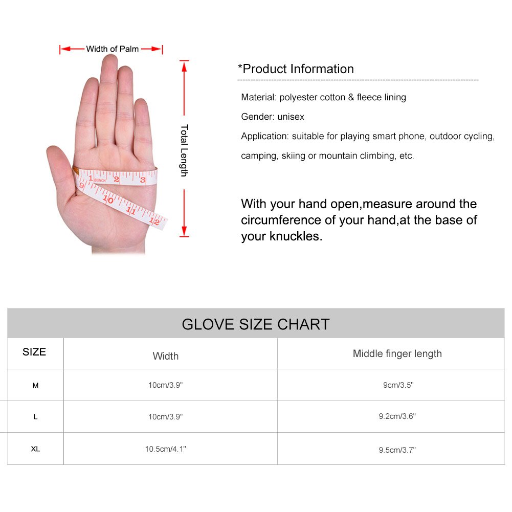 Vbiger Thick Warm Touch Screen Texting Gloves Cold Weather Gloves Cycling Gloves for Men & Women (New Grey, XL)