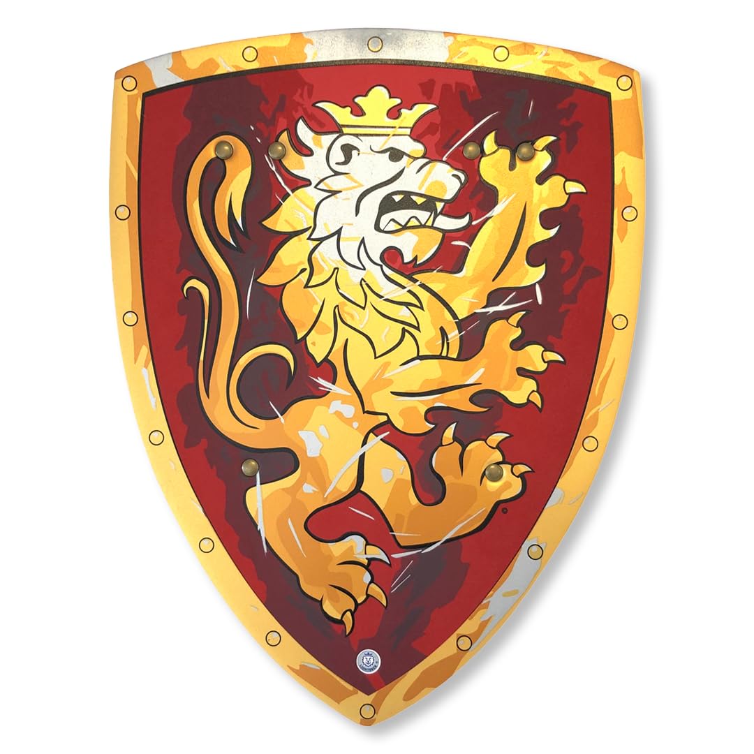 Liontouch - Noble Knight Shield, Red/Medium - Age 3-8 | 39 x 30 | Medieval Pretend Play Foam Toy For Children With Golden Lion Theme | Safe Battle Accessory For Dress Up & Costumes For Boys