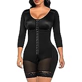 SHAPERX Women's Fajas Colombianas Shapewear Postpartum Tummy Control Arm Slimming Full Body Shaper with Zipper Crotch