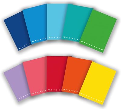 Notizbuch A5 Einfarbig, innen 0Q, 5 mm kariert mit Rand, 80 g/m² Papier, Assortierte Einbände, A5 Format 15x21 cm, 10