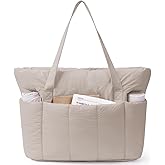 Narwey Puffer Tote Bag for Women Work with Laptop Compartment, Puffy Quilted Work Tote Bags for Travel Carry on Teacher Nurse