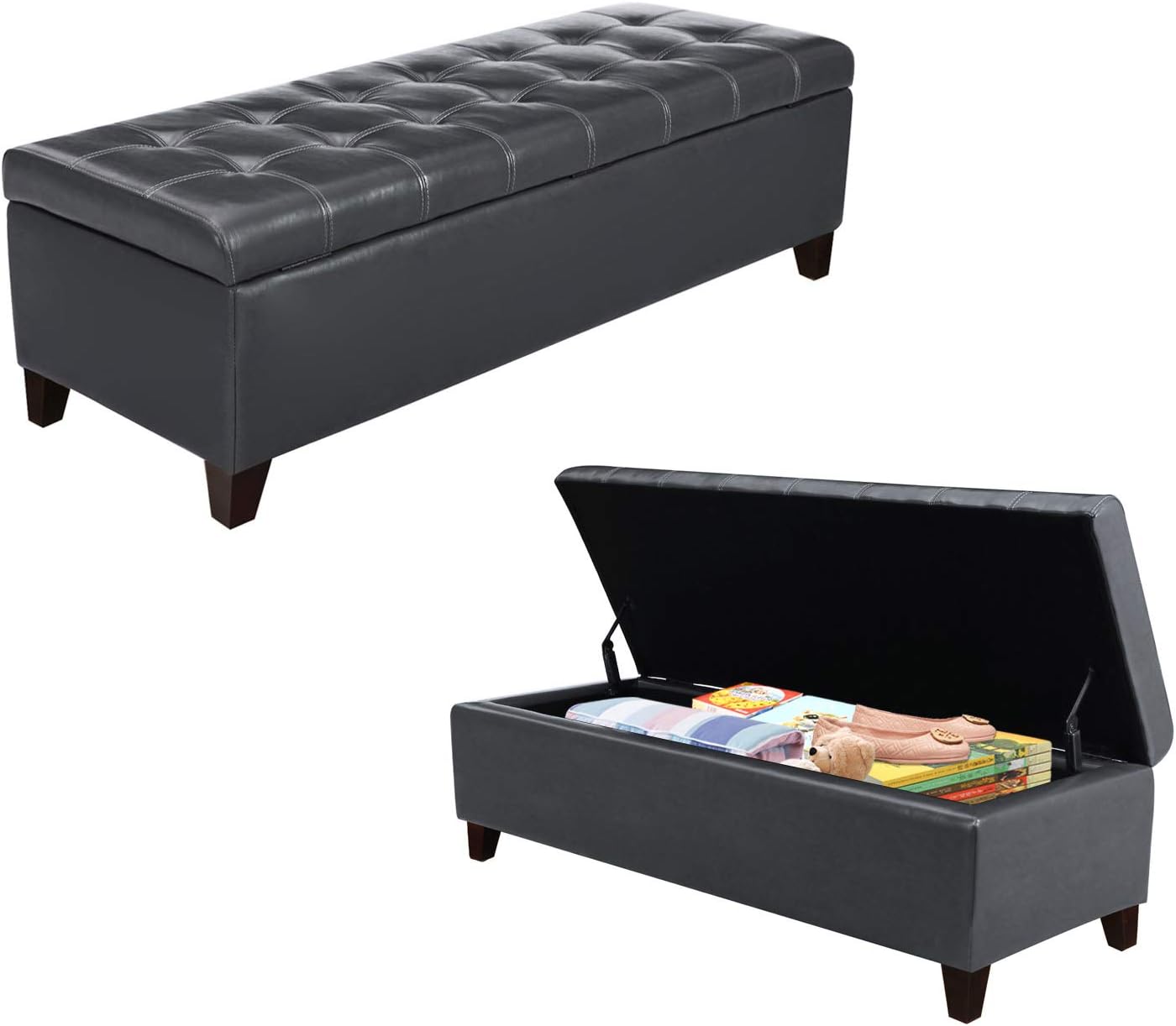 Best faux leather rectangle storage ottoman