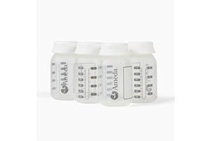 Ameda Breastmilk Storage Bottles with Lock-Tight Cap | 4.4 Ounce Breast Milk Storage Containers for Fridge (4 Count) | Breastmilk Storage Bag Alternative | Breastfeeding Supplies