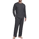 PrinStory Men's Pajama Set Soft Long Sleeve Shirts and Pants Mens Pjs Loungewear 2025 Outfits