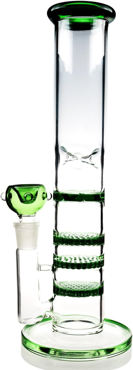 UUYSU Glass Bong - Multiple choices - Height 29 cm - 18.8 mm - Glass Bong - Water Pipe - Recycling Tube - Oil Bong - Large Bong - Percolator in Glass Bong - Percolator - Glass Bong, glass, Green, C