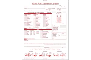 J. J. KELLER & ASSOCIATES, INC. Refuse Truck Driver's Vehicle Inspection Report 10-pk. - Book Format, 2-Ply Carbonless, 8.5" x 11", Red Ink, 31 Sets of Forms Per DVIR Book - Meet FMCSR Requirements