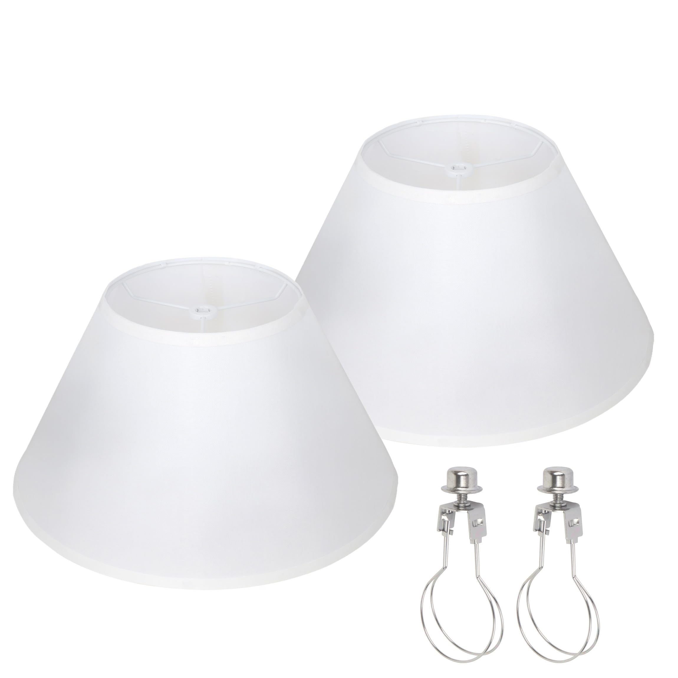 Photo 1 of Small White Lamp Shades Set of 2, 5.5" Top X 10" Bottom X 6.6" High, Seaside village Table lamp, Floor Lamps, Pendant Light, Wall Light Replacement Lampshade, Clip on Adapters Included