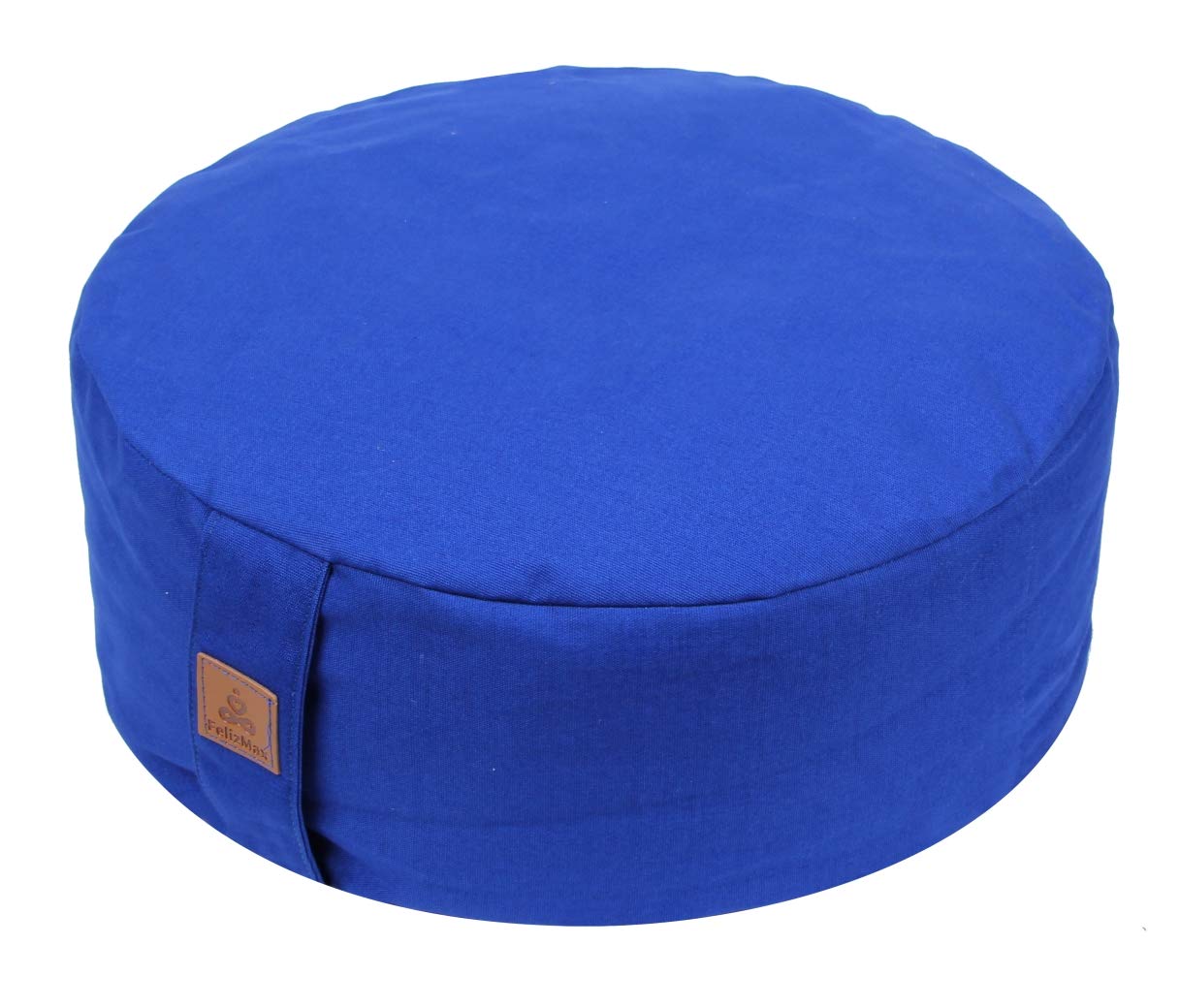 FelizMax Zafu Buckwheat Meditation Cushion,D=33cm/41cm H=14cm,Round Zabuton Meditation Pillow,Yoga Bolster Kneeling Pillow Premium Yoga Pillow Sitting on Floor Zippered Cotton Cover-33cm, Blue