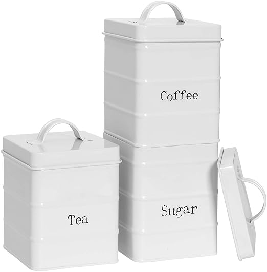 square tea coffee sugar canisters