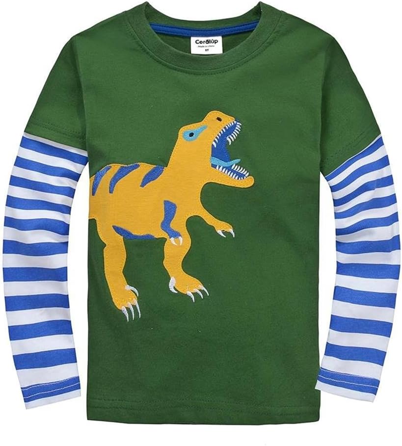 Little Boys Dinosaur Long Sleeve Clothing T-Shirt Cotton Sweatshirt Undershirt Tops for Kids 18Months-8Years