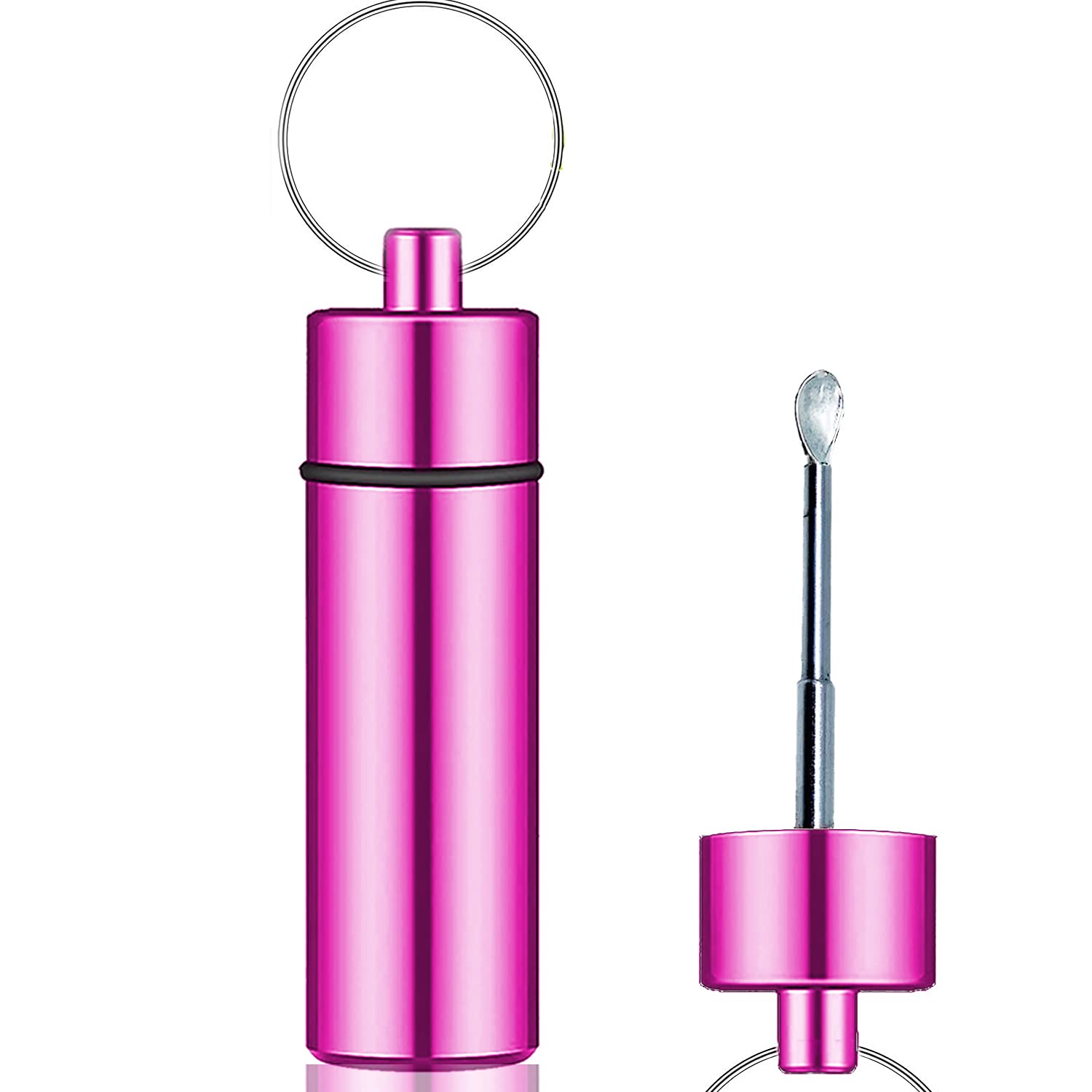 iSnuff Premium Travel Container with Spoon | Metal Vial with Telescopic Spoon - Deluxe Dispenser (Pink)