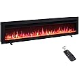 Efiretric® Arthur 60" W 3 in 1 Electric Fireplace (EF459), Freestanding, Wall Mounted, Recessed, 9 Colors Flame Effect, TV Media Wall, Heater 750W/1500W, Remote Control