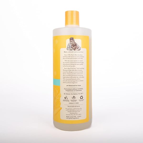 BURT’S BEES FOR PETS ITCH SOOTHING SHAMPOO WITH HONEYSUCKLE, 95% NATURAL ORIGIN FORMULAS, DOG SHAMPOO FOR ITCHY DOGS, DOG SHAMPOO ITCHY SKIN RELIEF, 32 OZ