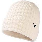 TOP-EX PolarWool™ L/XL/XXL 100% Merino Wool Beanie Fleece Lined Hat Watch Cap for Cold Weather Winter Warm