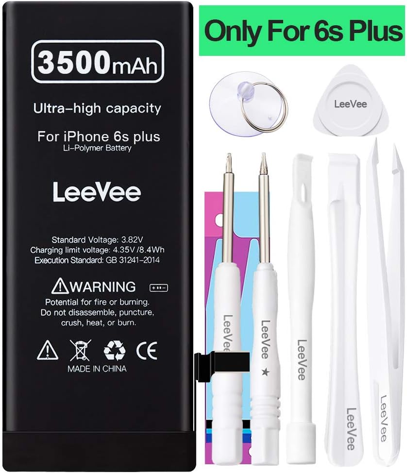 LeeVee 3500mAh High Capacity Replacement Battery Compatible with iPhone 6S Plus, 0 Cycle Li-Polymer Replacement Battery with Repair Tools Kits, Adhesive Strips & Instructions