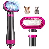 HZXINWANG Dog Hair Dryer,2-in-1 Pet Hair Dryer & Brush,300W Pet Grooming Dryer, 360-Degree Circulation Out of The Wind,3-Speed Temperature Adjustment for Small/Medium-Sized Cats and Dogs