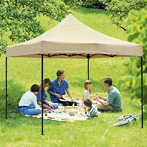 kdgarden 10 ft. x 10 ft. Outdoor Easy Pop Up Canopy with 420D Waterproof and UV-Treated Top, Portable Party Shelter Tent with Carrying Bag, Khaki - Thumbnail 7