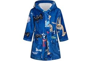 SRVNFBKT Boys Girls Bathrobes, Kids Hooded Bathrobes Plush Soft Flannel Robes Sleepwear Gift for Boys Girls