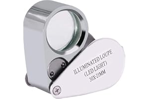 Beileshi Jewelers Loupe 30x,with 2 LED Light,Loupe Magnifier Metal Construction and Optical Glass with a Carrying Case