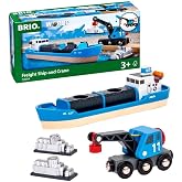 BRIO World - 33534 Container Ship and Crane Wagon | Premium 4-Piece Kids Train Set Toy | Enhances Motor Skills &amp; Creativity | Compatible with All Toys | Ideal for Toddlers Age 3+