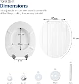 WINSOME White Wooden Toilet Seat 18 Inch Oval MDF Hygienic Easy Fit Hinges view 2