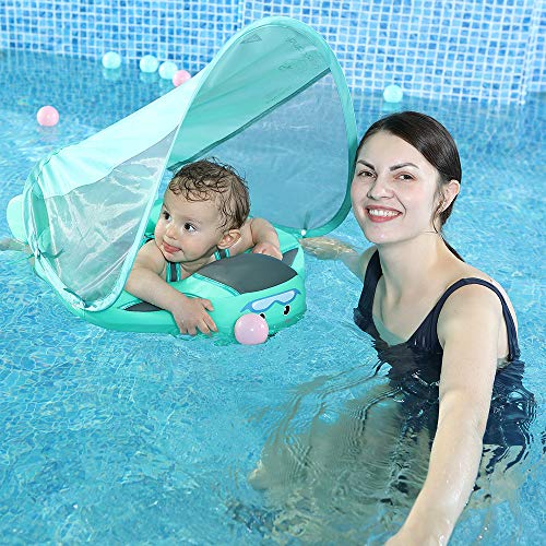 VQ-Ant 2020Newest ADD Tail Never FLIP Over UPF 50+ Mambobaby Solid Swimming Float Non Inflatable Swim Trainer Pool Float Mambo Float Mambobaby Float with Canopy Swimming Ring with Sun Shade - Thumbnail 7