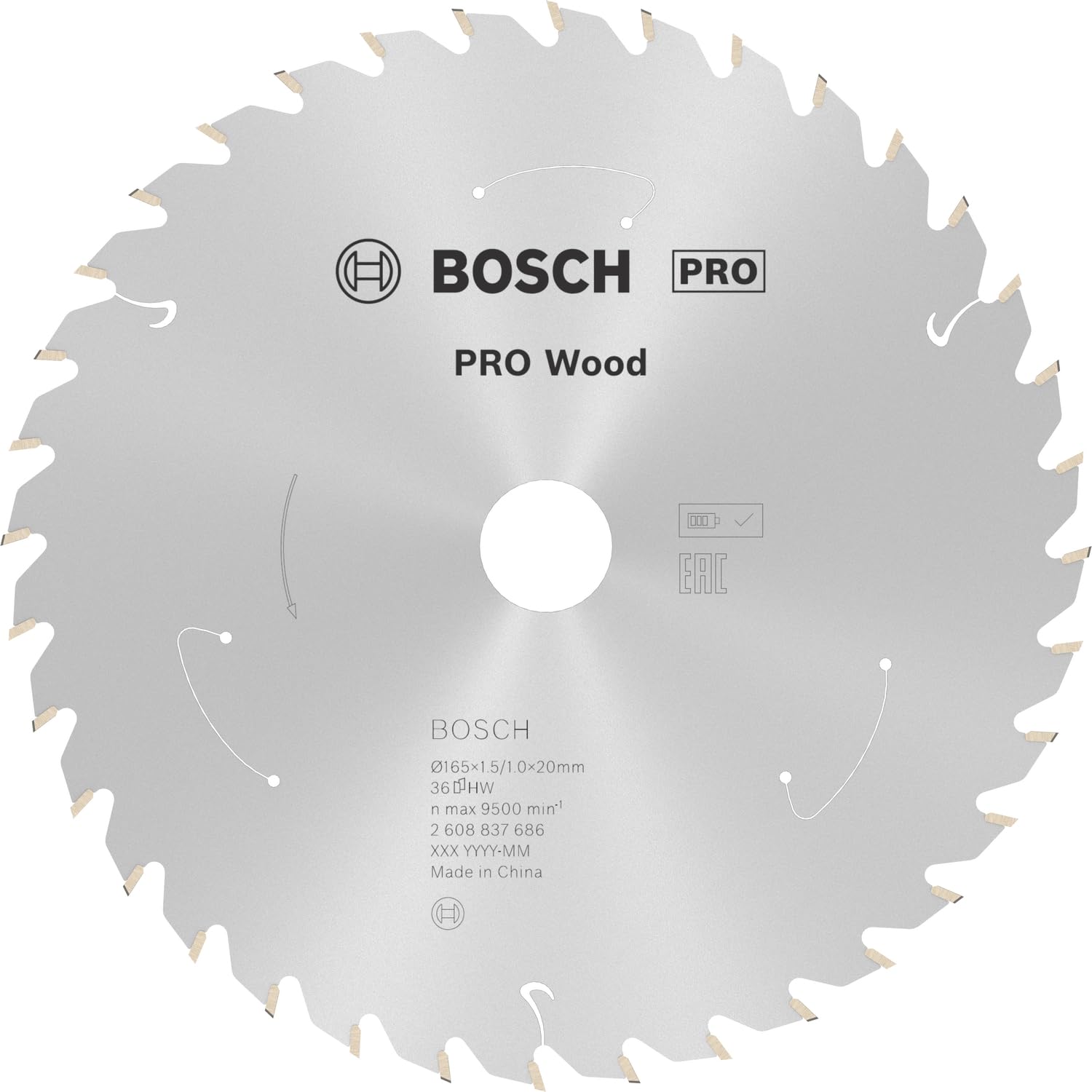 Bosch 1x PRO Wood Circular Saw Blade for Cordless Hand-Held Circular Saws (for Softwood, Hardwood, Ø mm, Professional Accessory Hand-Held Circular Saw)