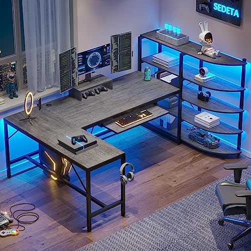 SEDETA L Shaped Computer Desk, 63'' U Shaped Office Desk, Gaming Desk