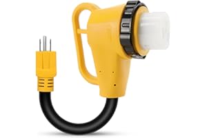 Kooprimit RV 50 Amp to 110 Adapter with Locking Connector, 50 Amp to 15 Amp RV Adapter, NEMA 5-15P to NEMA SS2-50R Electrical Power Adapter with Upgraded Grip Handle, ETL Listed, 3-Year Warranty