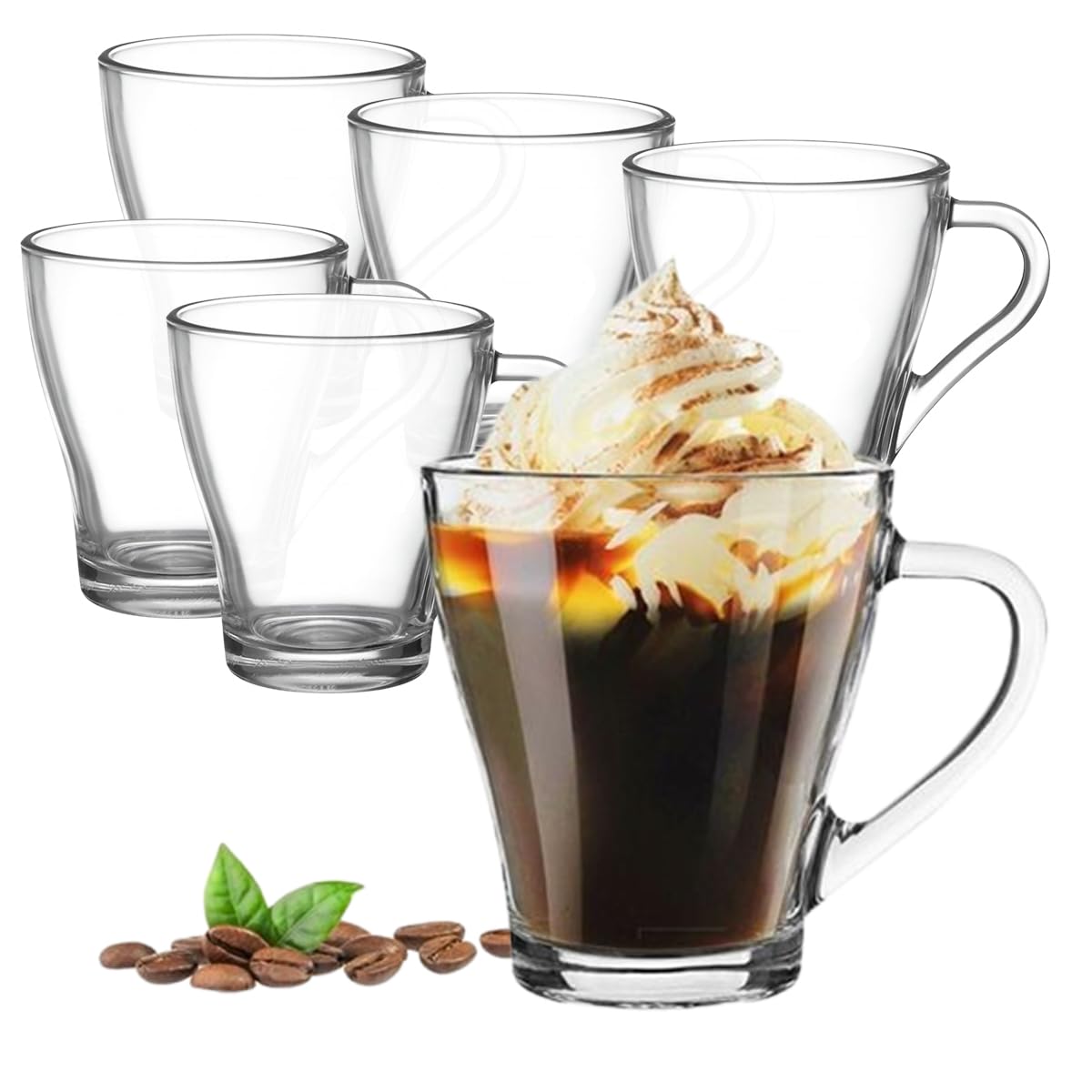 Glass Tea/Coffee Cup with Handle Perfect for Espresso Cappuccino Hot Chocolate Hot Drinks Gusto Coffee Uniquely Designed High-Temperature Resistant Latte Cup-260ml