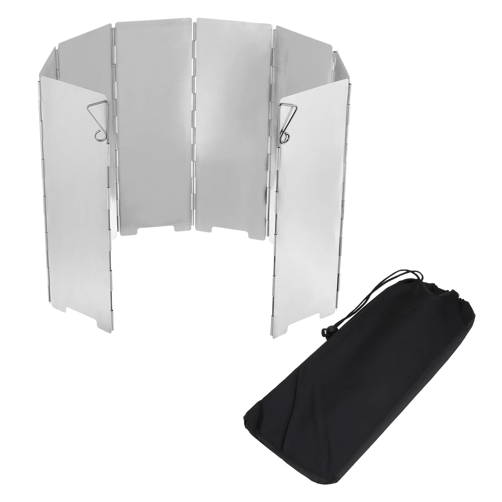 PATIKIL 26.8” x 9.4” Windscreen Camping Stove,8 Plates Heat Shield Stove Windshield Lightweight Folding with Drawstring Bag for Camping Alcohol Stoves
