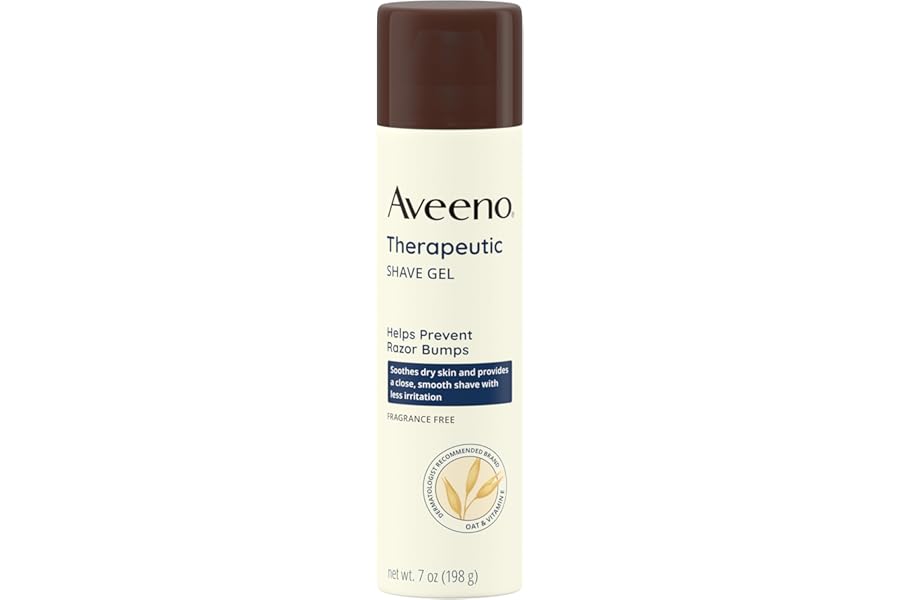 Aveeno Therapeutic Shave Gel with Oat and Vitamin E to Help Prevent Razor Bumps, Soothes Dry Skin and Provides a Close, Smooth Shave with Less Irritation, Fragrance-Free, 7 oz