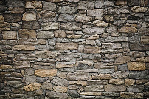 Grey Stonewall Photo Wallpaper - XXL Mural Stonewall Design - Poster 132.3 Inch x 93.7 Inch