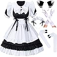 Girl Sweet Kawaii Costume Dress Anime French Maid Cosplay Furry Cat Ear Gloves Socks Set
