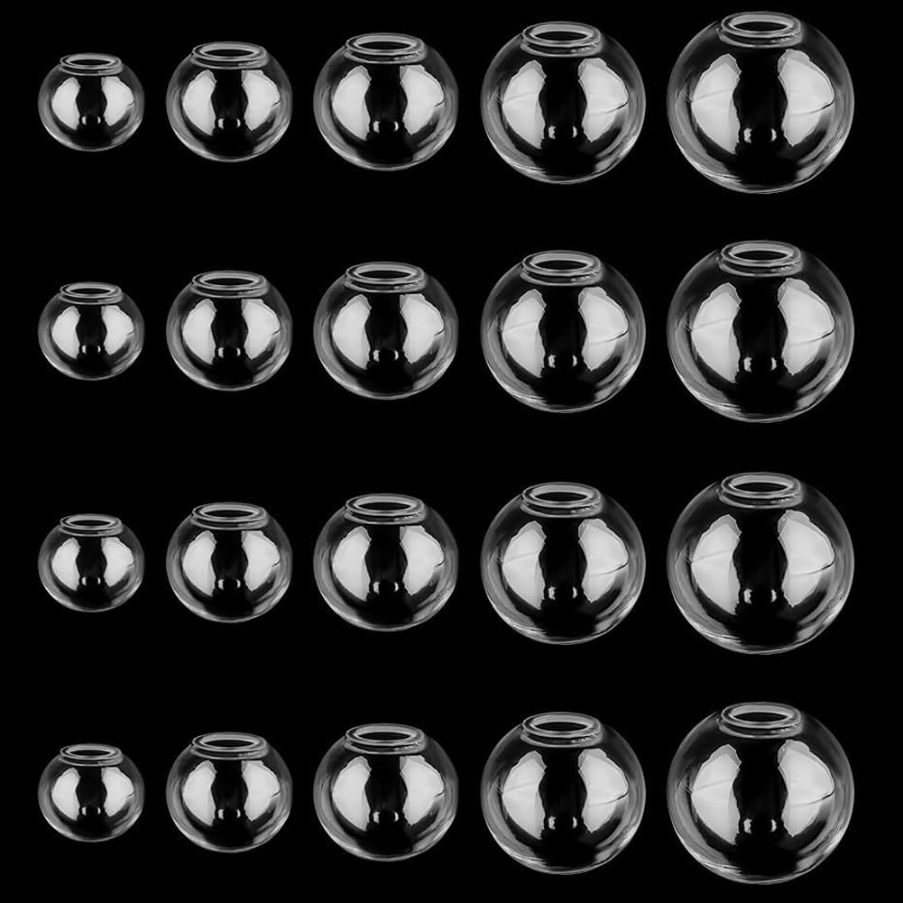 PH PandaHall 180pcs Mini Glass Globe, 6 Size Glasses Ball-Bottles Orbs Wish Glass Spheres UV Planet Crystal Craft Ball for UV Resin Dice Pendant Charms Earring Making 8-18mm