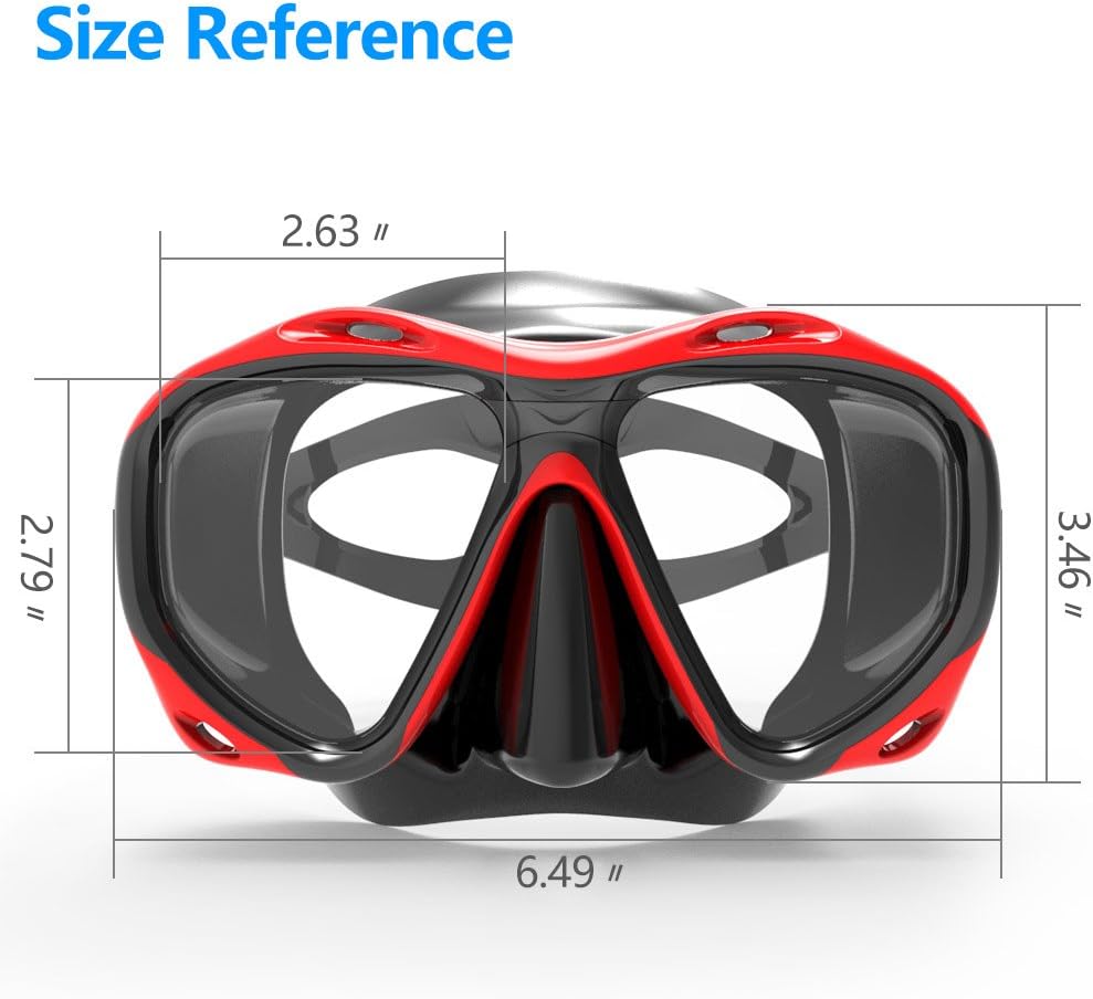 COPOZZ Scuba Mask, No Fogging Snorkeling Scuba Dive Glasses, Great Seal Free Diving Tempered Glass Mask Goggles (Red) : Sports & Outdoors