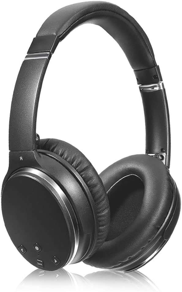 Active Noise Cancelling Headphone Bluetooth Wireless Over Ear, Memory Protein Earmuffs HiFi Stereo Sound Headphones with Microphone for PC/Cell Phones/TV/Travel/Work - Black